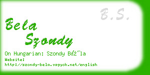 bela szondy business card